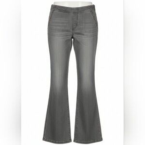 Chico's Retro Disco SZ 0/S/6 Pull On Gray Wash Stretch Flare Throwback Jean